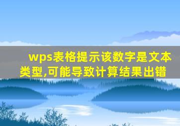 wps表格提示该数字是文本类型,可能导致计算结果出错